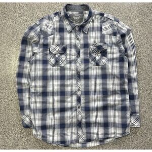 BKE Shirt Mens XXL Long Sleeve Button Up Western Standard Fit Blue White
